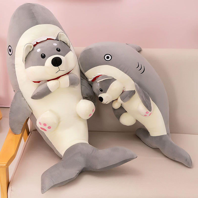 Spoof Shark Dog Doll Shark Repair Dog Doll Plush Toys Shark Bee Pillow Birthday Gifts for Men and Women Funny