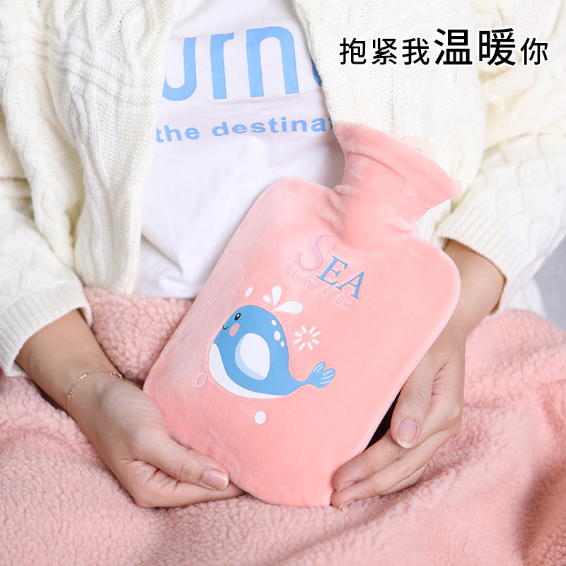 QC New Plush Hot Water Injection Bag Student Cartoon Explosion-Proof Hot-Water Bag High Density PVC Hot Water Bag Heating Pad