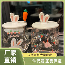3RLM批发超萌立体兔子玻璃杯ins风高硼硅耐热家用可爱喝水杯子早