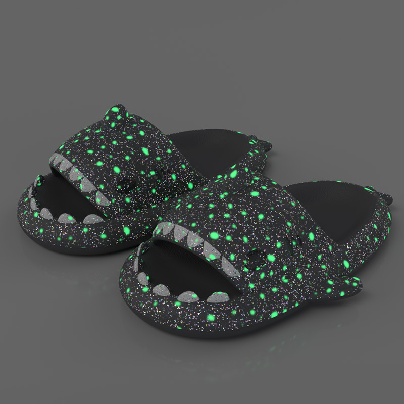 Starry Sky Luminous Shark Slippers Female Summer Adult Couple Luminous Sandals Home Non-Slip Cartoon Slippers Male Outer Wear