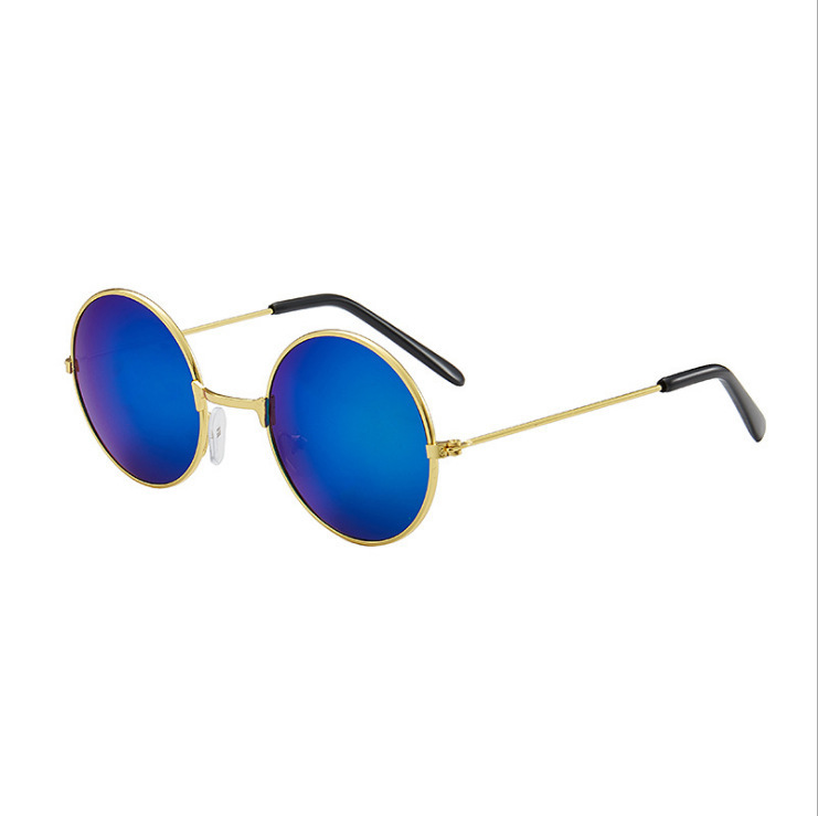 Retro Sunglasses Men's and Women's round Prince Sunglasses Aviator Glasses Color Reflective Sunglasses on the Beach Prince Glasses