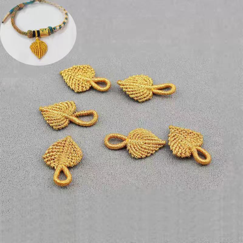 金丝线金叶子手工编织树叶diy手链吊坠挂绳配饰-阿里巴巴