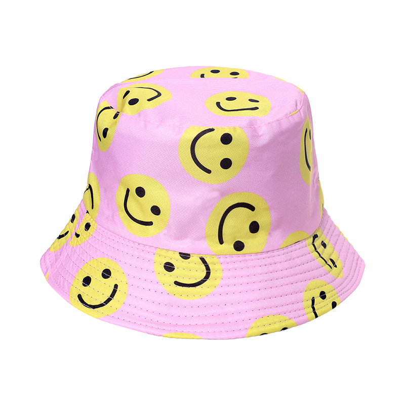 2023 Sun Hat Spring and Summer New Boy and Girl Sunshade Sun-Proof Basin Hat Double-Sided Wear Small Face Smiling Face Bucket Hat Ins