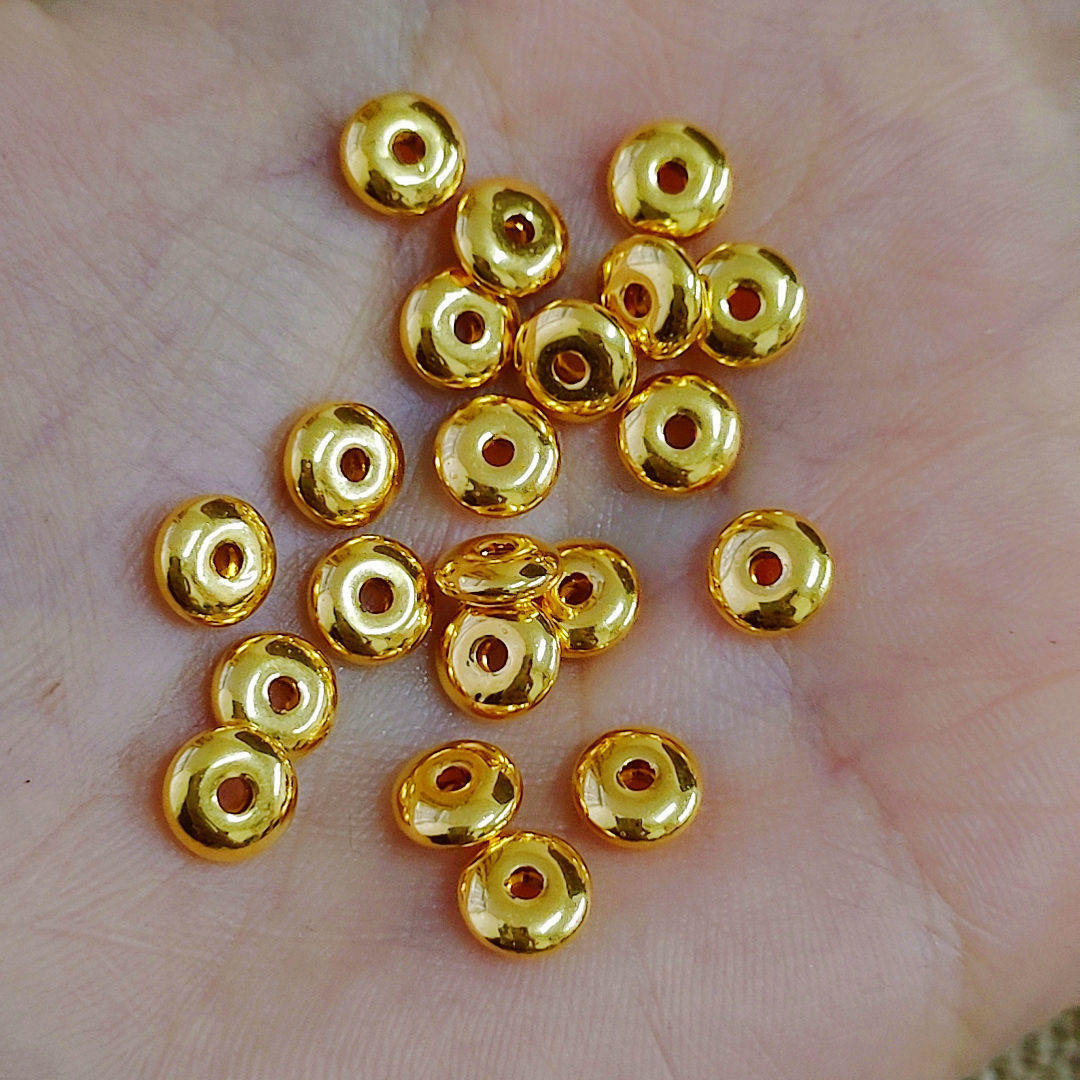 足金999隔片扁珠硬金隔珠金片黄金算盘珠子佛珠配饰串珠散珠手串