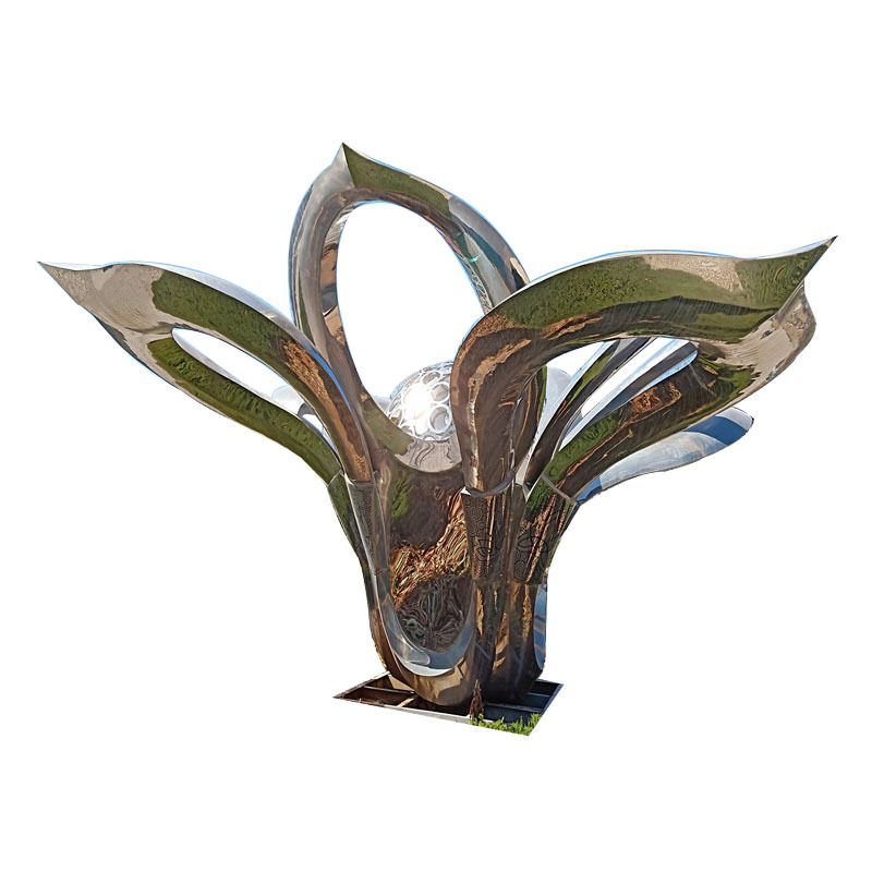 不锈钢雕塑室外园林抽象景观镜面花型形象不锈钢镜面雕塑美陈雕塑