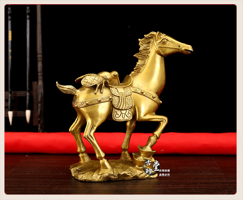 纯铜马上赢摆件 生肖马踏元宝 马上蝇钱家居玄关工艺品马到成功