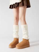 白色袜套2023新款秋冬堆堆袜配雪地靴加厚针织腿套女羊毛过膝腿袜
