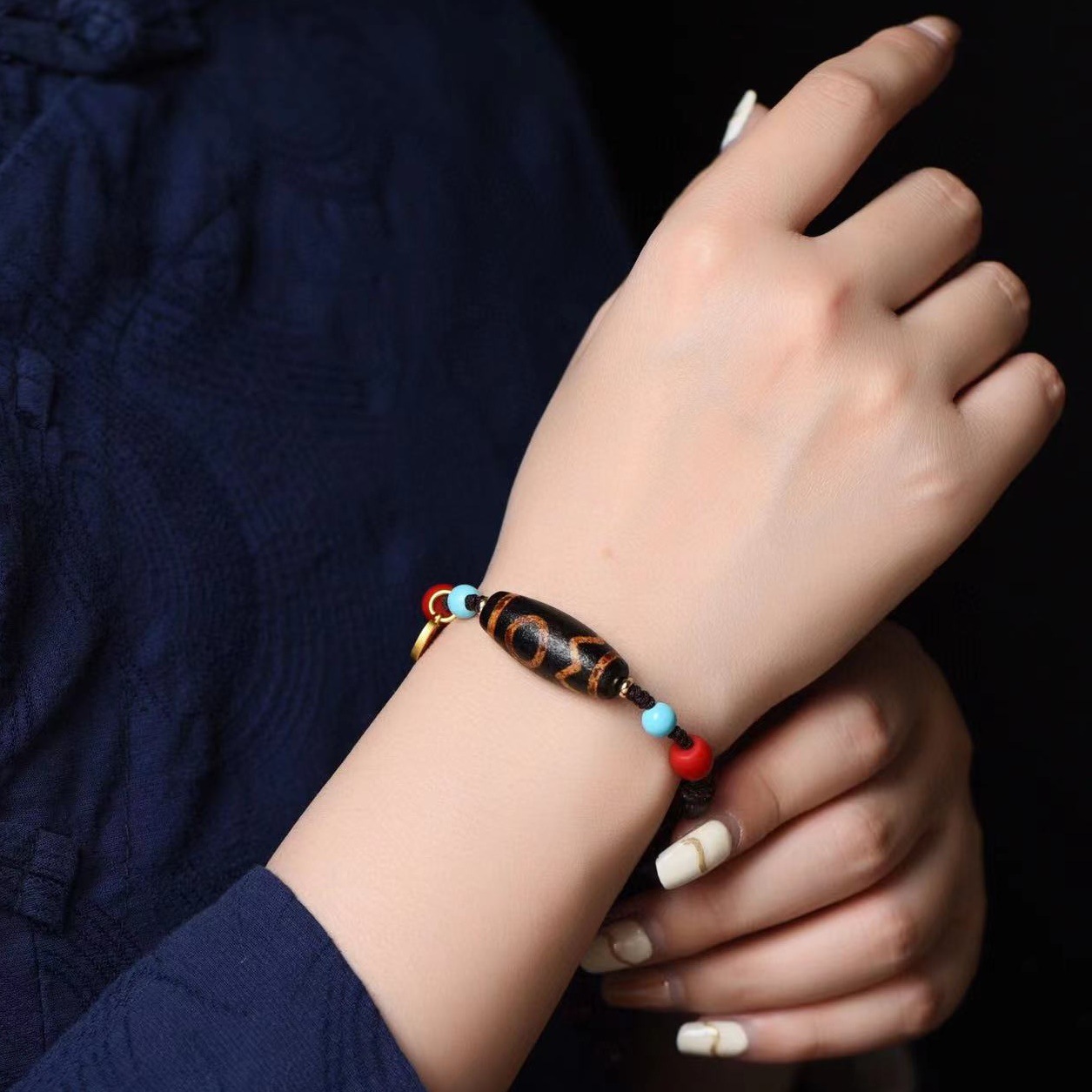 橘皮老料息增怀诛天珠 沉香手串 搭配松石 椰帝