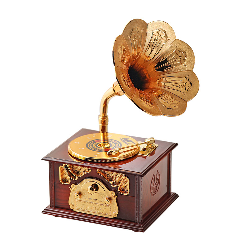 Creative Phonograph Modeling Music Table Decorative Ornaments Retro Music Box Get Pedology Birthday Gift
