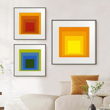 JosefAlbers抽象色彩方块简约装饰画裱框ins小众北欧方形现代挂画