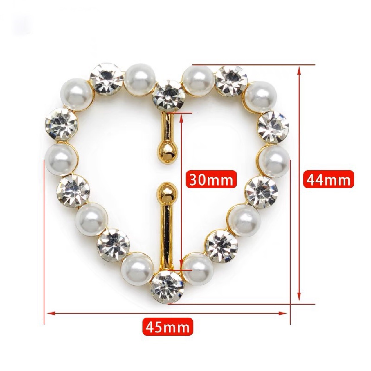 Heart-Shaped Metal Buckle Adjustable Buckle Heart-Shaped Trench Coat Belt Retaining Ring All-Match Pearl Decoration Clothes and Bags Accessories