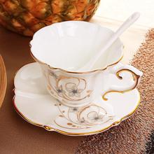 骨瓷杯子轻奢欧式陶瓷咖啡套具英式牛奶杯家用下午茶简约套装杯碟