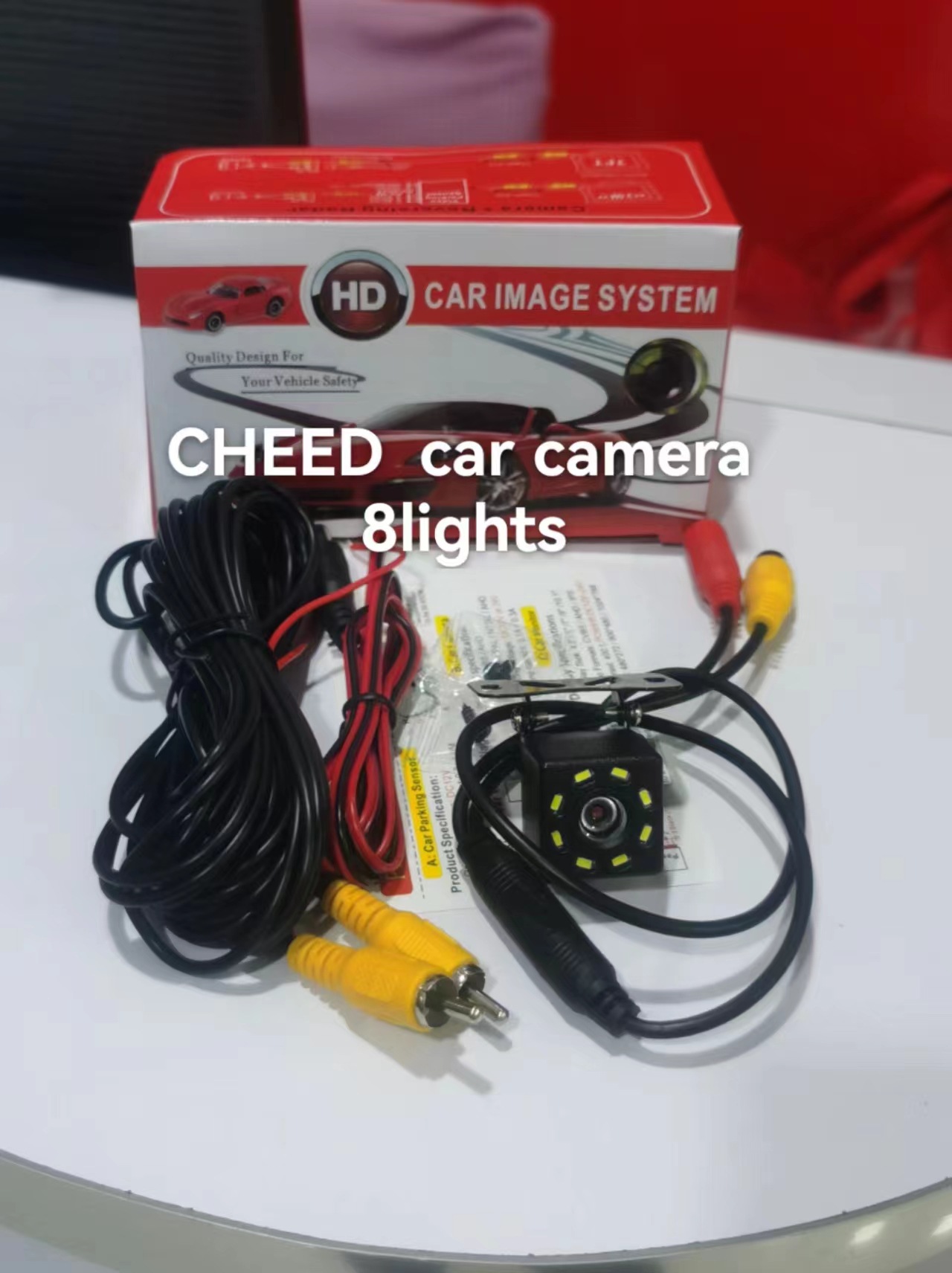 Car Inverted Car Camera AHD Starlight Night Vision Rear View Image Camera Punch Small Butterfly Plug-in 4 Lights 8 Lights