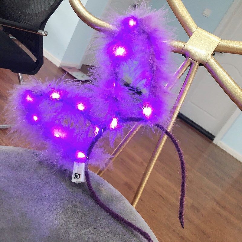 Stall Toys New Luminous 14 Lights Feather Rabbit Ears Party Performance Headdress Scenic Spot Stall Goods Wholesale