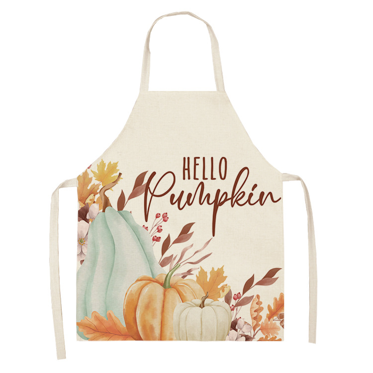 20.23 Million Shengjie New Pumpkin Multi-Functional Kitchen Cotton and Linen Apron Support Drawing Can Be Customized Factory Direct Supply