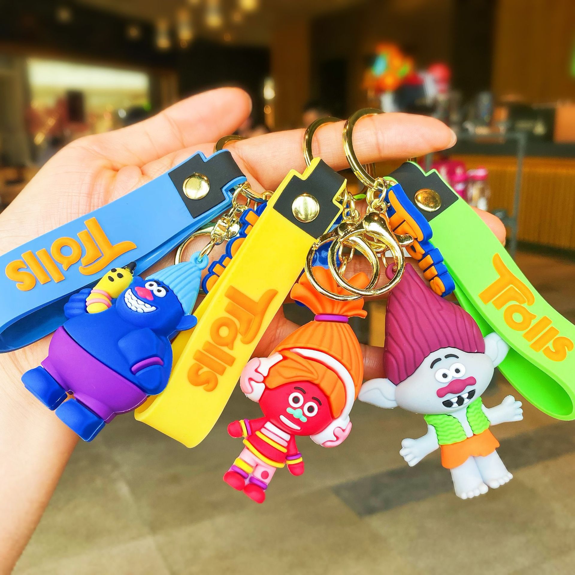 Cross-Border Hot Selling Creative Cartoon Key Button Cute Magic Elf Bobby Toy Bag Package Pendant Car Key Chain