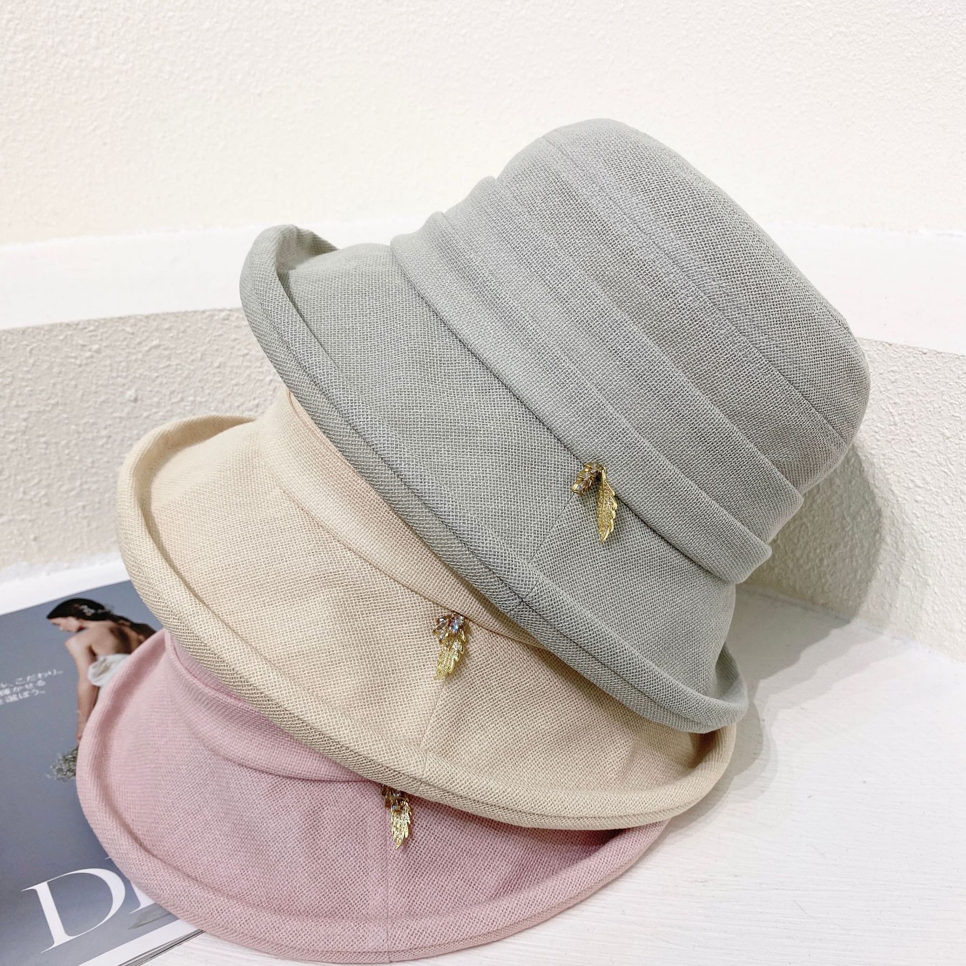 日本和纸防晒帽子女早春夏季渔夫帽遮阳帽2022新款太阳帽-阿里巴巴