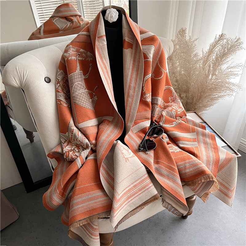 Korean Style All-Matching Long Women's Air Conditioning Shawl Scarf 2022 Autumn and Winter Thickened Artificial Cashmere Scarf Women's Spot
