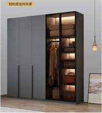 玻璃门衣柜家用卧室现代简约出租房用包安装经济轻奢衣橱储物柜子