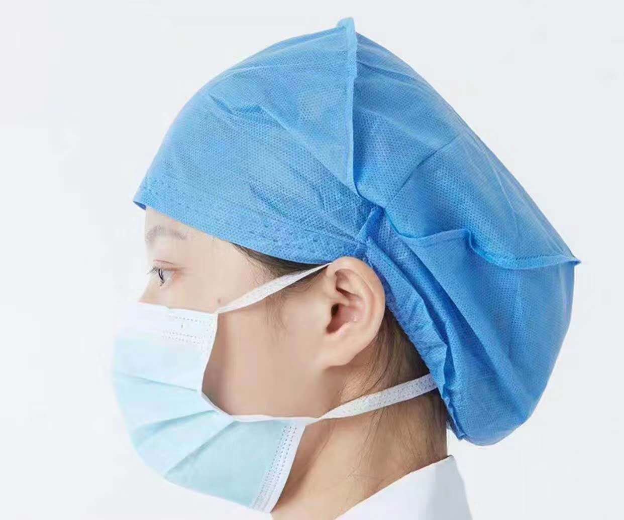 一次性医用帽圆顶帽绑带隔离无纺布透气面罩眼罩头部防护三证齐全
