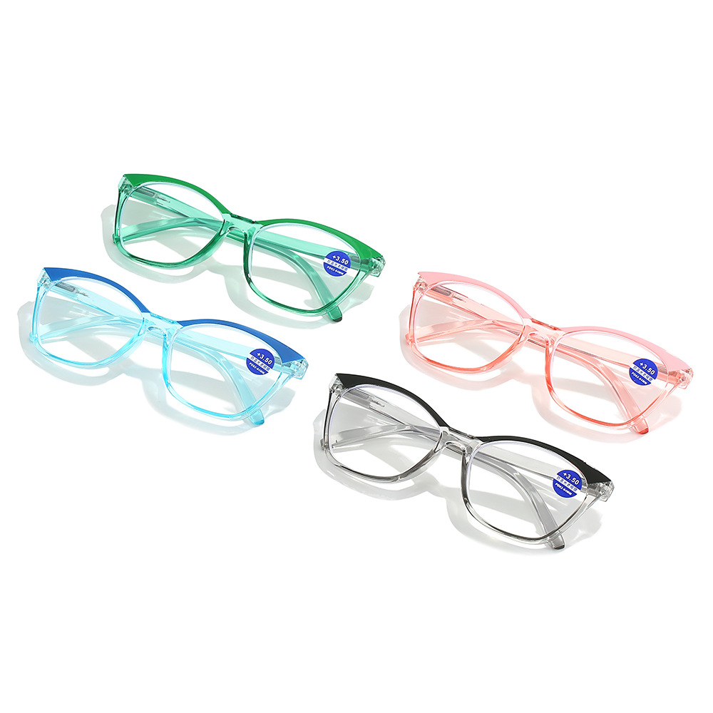 New Transparent Fashion Cat Eye Eyebrow Reading Glasses HD Presbyopic Glasses Full Frame Portable Men and Women Same Style