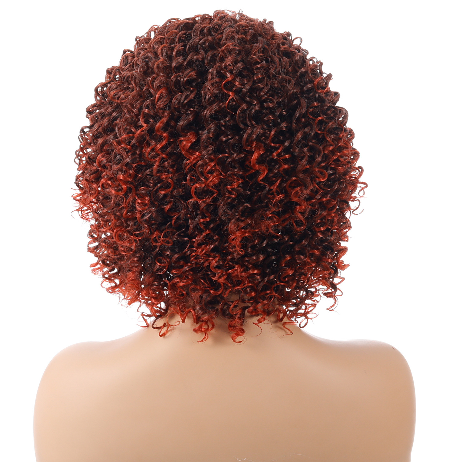 欧美跨境爆款假发 亚马逊热销女士化纤酒红色假发 头套yaki丝