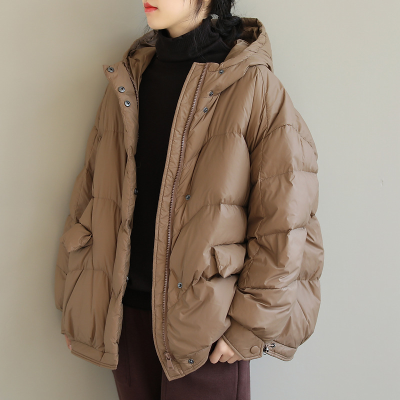 New Winter Clothes Line-Pressing Large Pocket Lightweight Warm White Duck down Hooded down Jacket Bread Coat