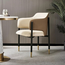新品轻奢洽谈椅接待区餐桌椅现代简约家用皮艺靠背椅酒店餐厅椅子