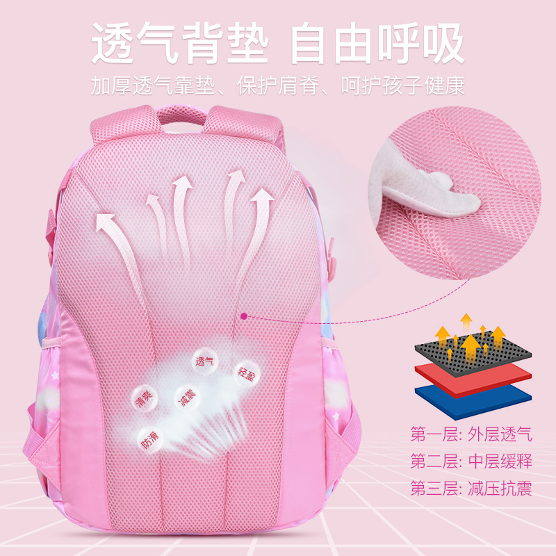 Gradient Color Primary School Student Schoolbag Waterproof Lightweight New Sweet Princess Style Girls Cute Schoolbag for Children Wholesale