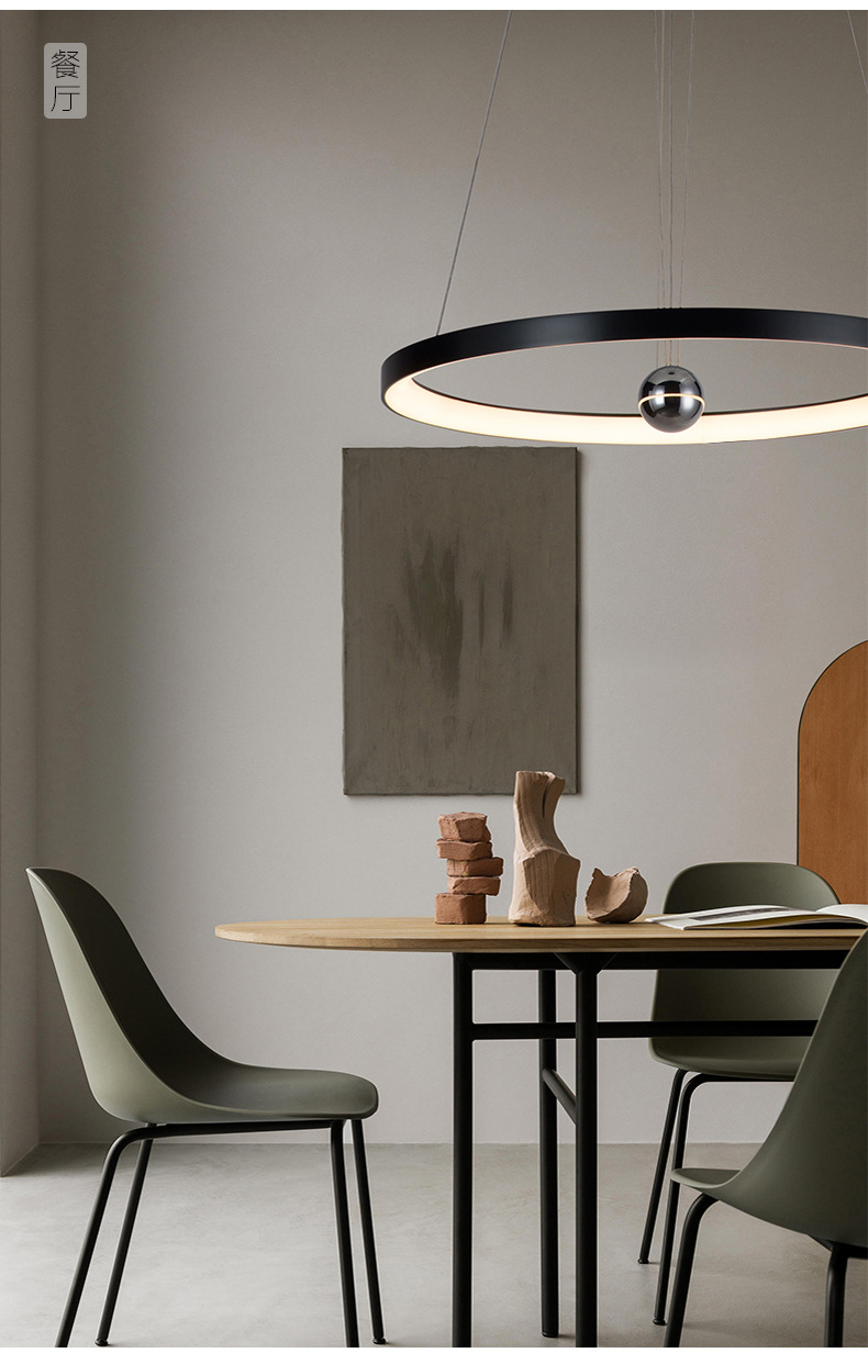 新特丽客厅吊灯餐厅灯北欧线长自由调节led创意灯具吊线 星环