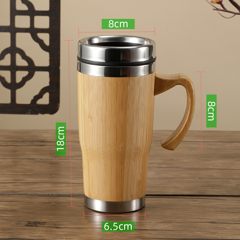 Cross-Border New Arrival 304 Stainless Steel Bamboo Shell Thermos Cup Car Portable Business Gift Bamboo Tumbler Logo