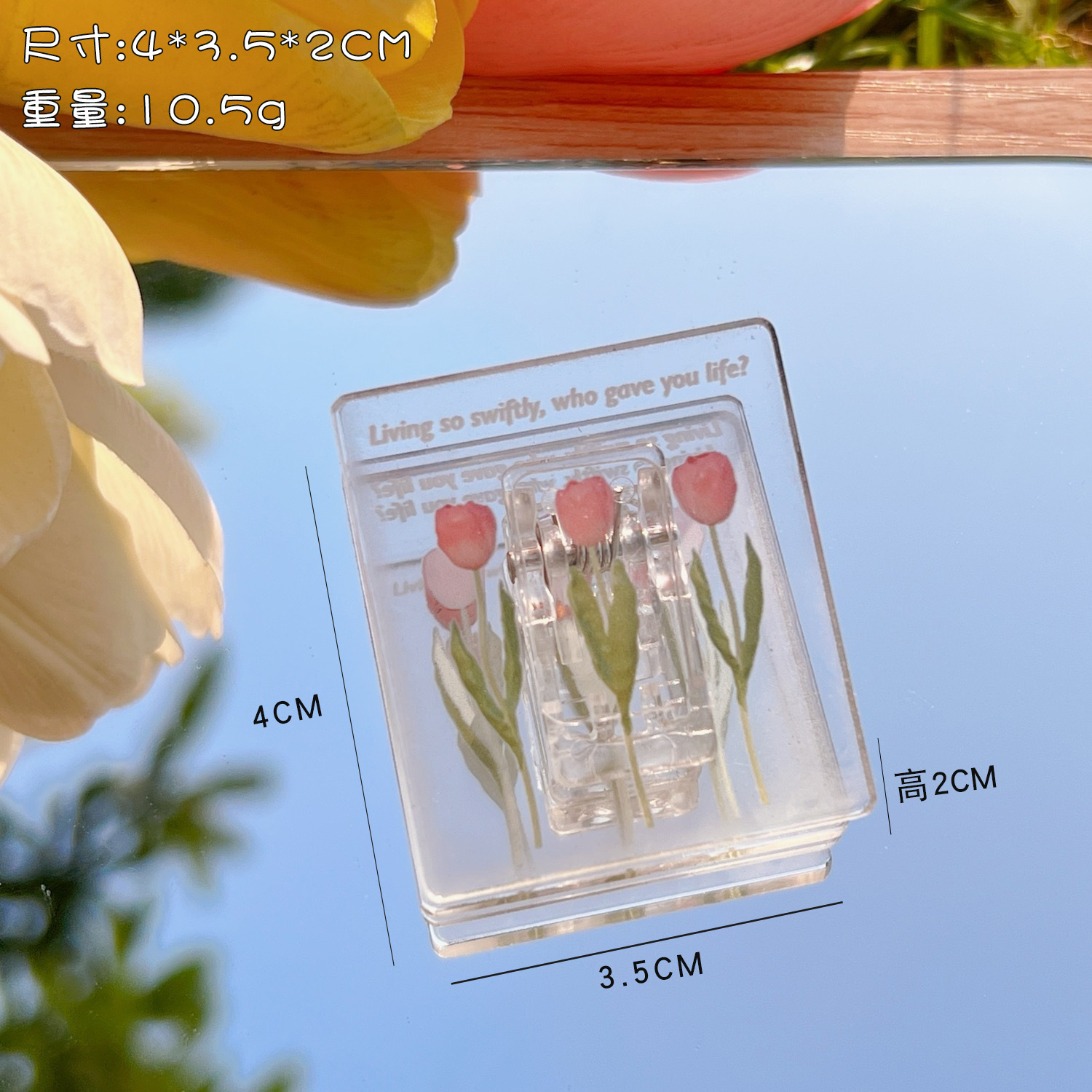 Transparent Folder Little Clip File Cube Sugar Acrylic Clip Long Tail Clip Color Tulip Notebook Organize Folders