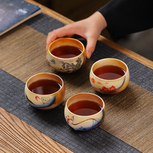 柴烧窑变主人杯大号茶碗单杯陶瓷手工功夫茶杯个人品茗杯家用茶盏