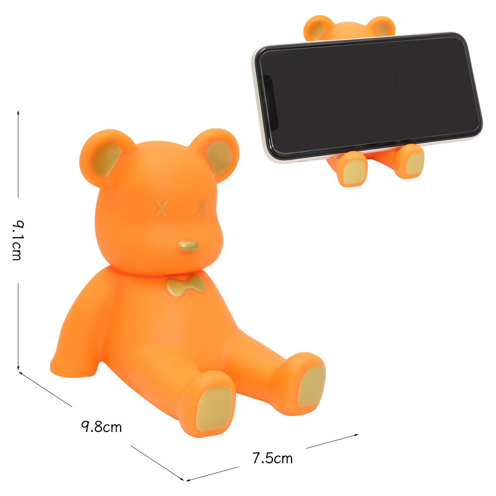 Strawberry Bear Mobile Phone Holder Desktop Cute Cartoon Stereo Ornament Decoration Decoration INS Office Desk Surface Panel