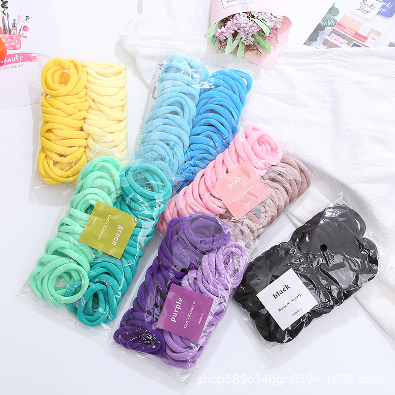 2023 new color matching towel ring seamless colored rubber band hair band tie hair rope korean style 50