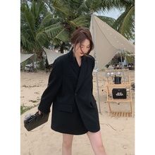oversize西装黑色外套女高级感时尚小众韩版2022秋季新款西服休闲