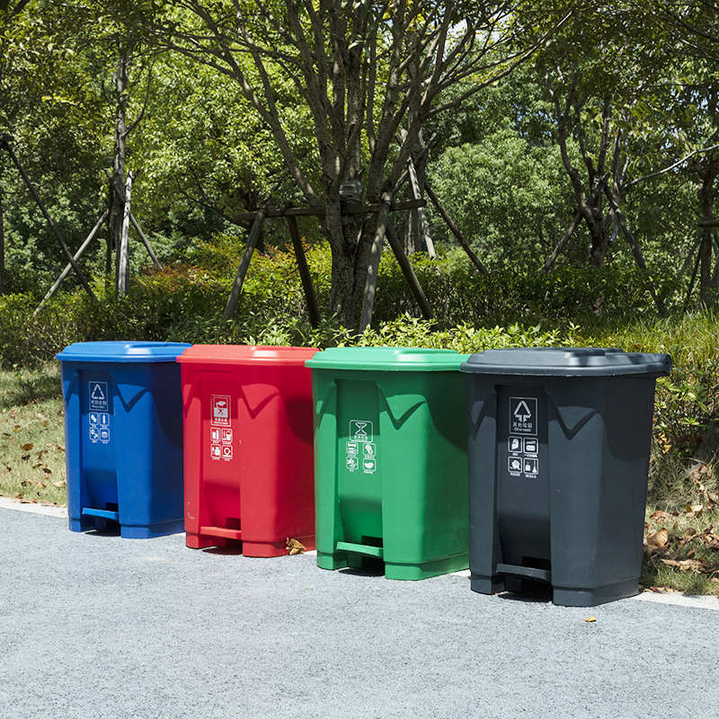 厂家批发市政户外分类垃圾筒 塑料垃圾箱 街道垃圾箱脚踏垃圾桶-报价