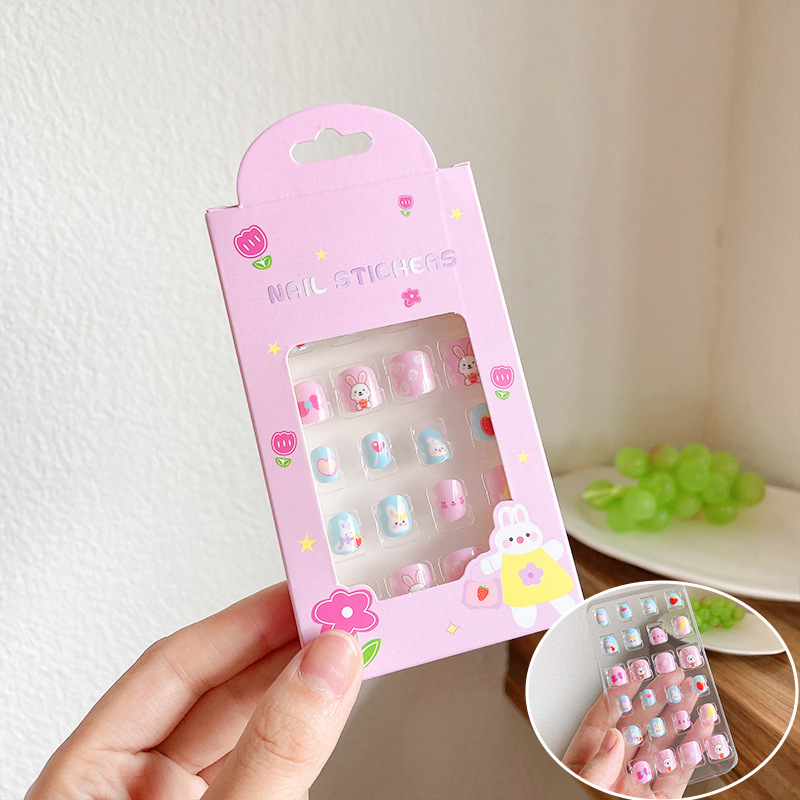 Children's Little Girl Removable Nail Sticker Cartoon Cute Baby Self-Adhesive Jelly Glue Sweet Princess Nail Stickers