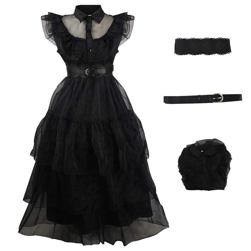 In Stock Adams's Same Black Dress Cosplay Anime on Wednesday Cos Costume Wednesday