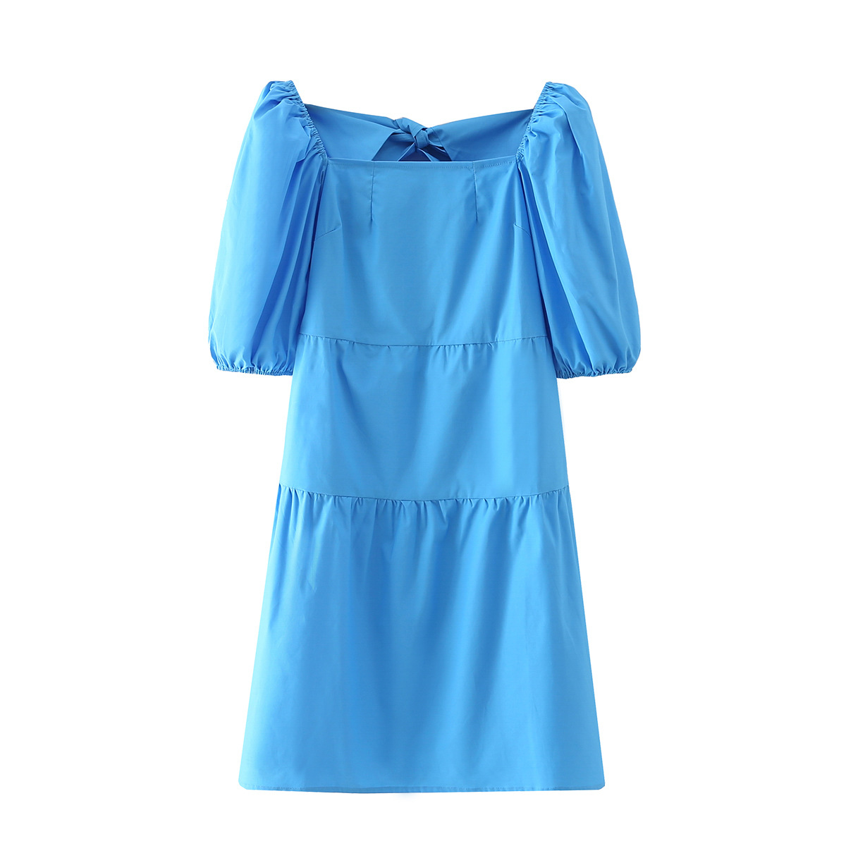 裙子2022欧美风春女装新款蓝印花荷叶边连衣裙短裙24952021秋新款欧美