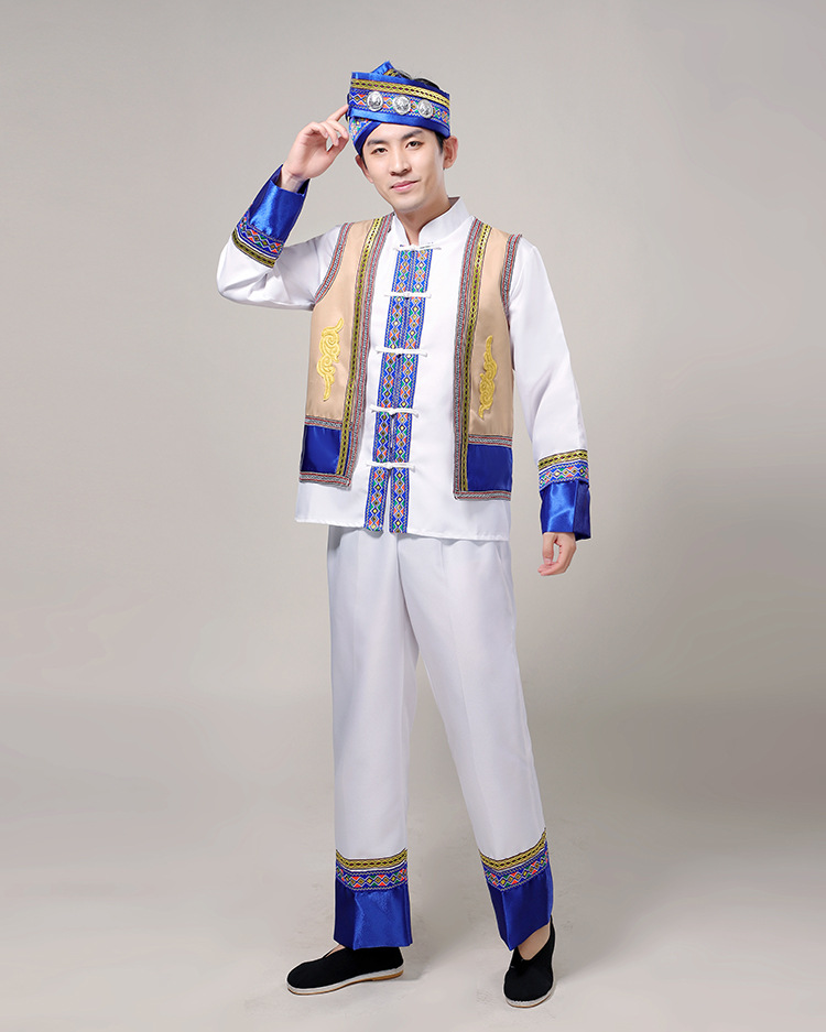 少数民族服装男成人苗族彝族云南中国风民族舞蹈服男葫芦丝表演服