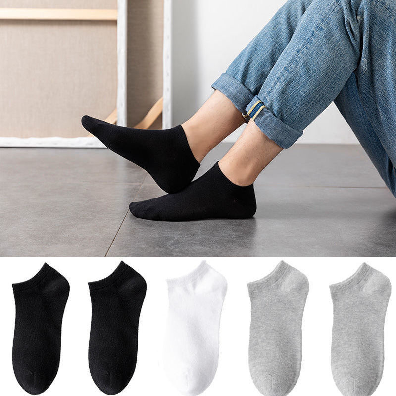 All-Match Black and Gray Zhuji Wholesale Pure Cotton Socks Man's Sports Socks Student Socks Summer Socks White Low Cut Socks