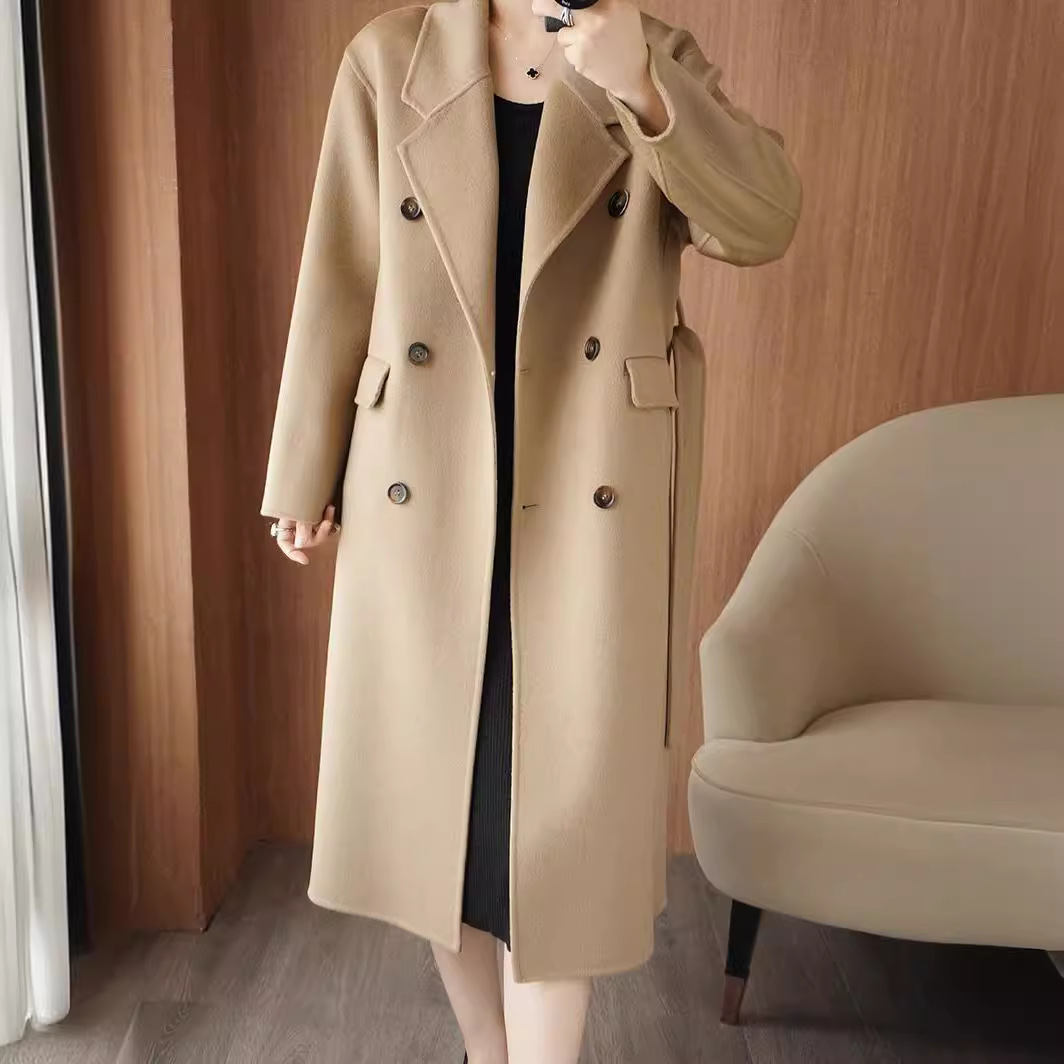 双面呢羊绒大衣女中长款羊毛宽松加厚毛呢外套2024年秋冬新款