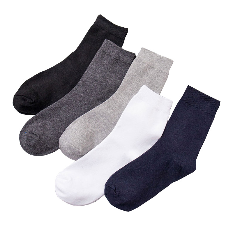 Socks Men's Middle Tube Cotton Socks Breathable Sweat Absorbing Deodorant Stockings Spring and Summer Solid Color Black and White Business Casual Men's New