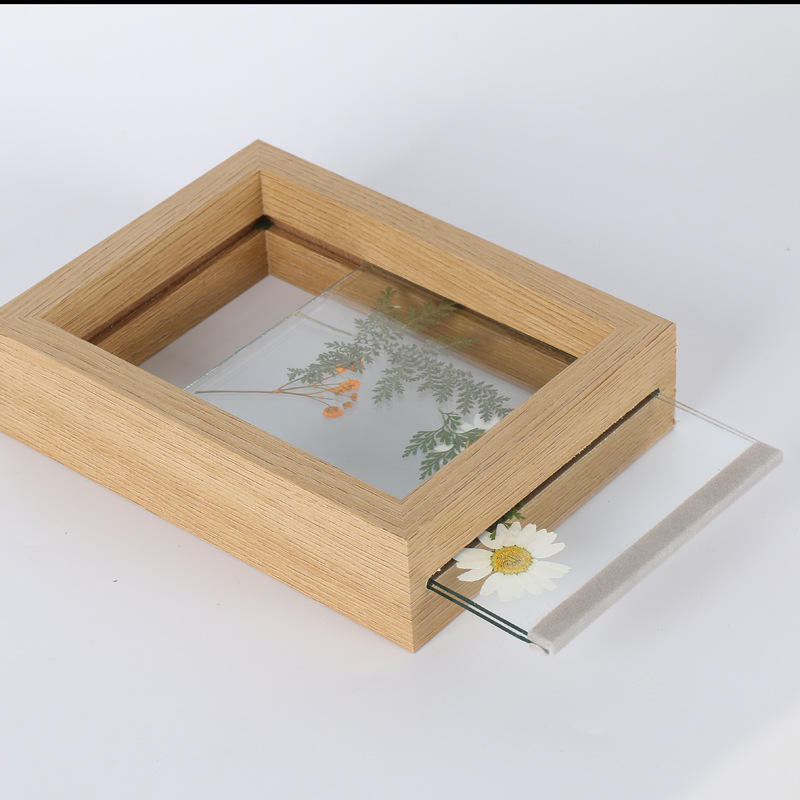 Creative Wooden Double-Sided Transparent Glass Photo Frame Wholesale Plant Leaves Specimen Box A4 Paper Cut D
