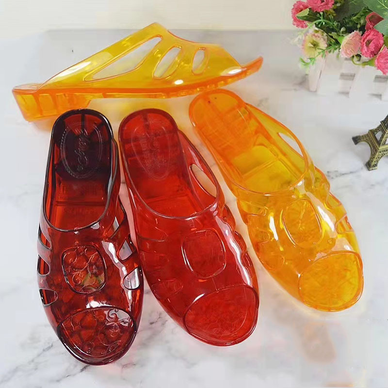 水晶胶凉鞋女塑料透明拖鞋 时髦小公主老码防滑外穿个性中跟鞋
