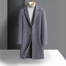 灰色羊毛呢大衣男中长款修身韩版男士休闲风衣春季呢子外套男加厚