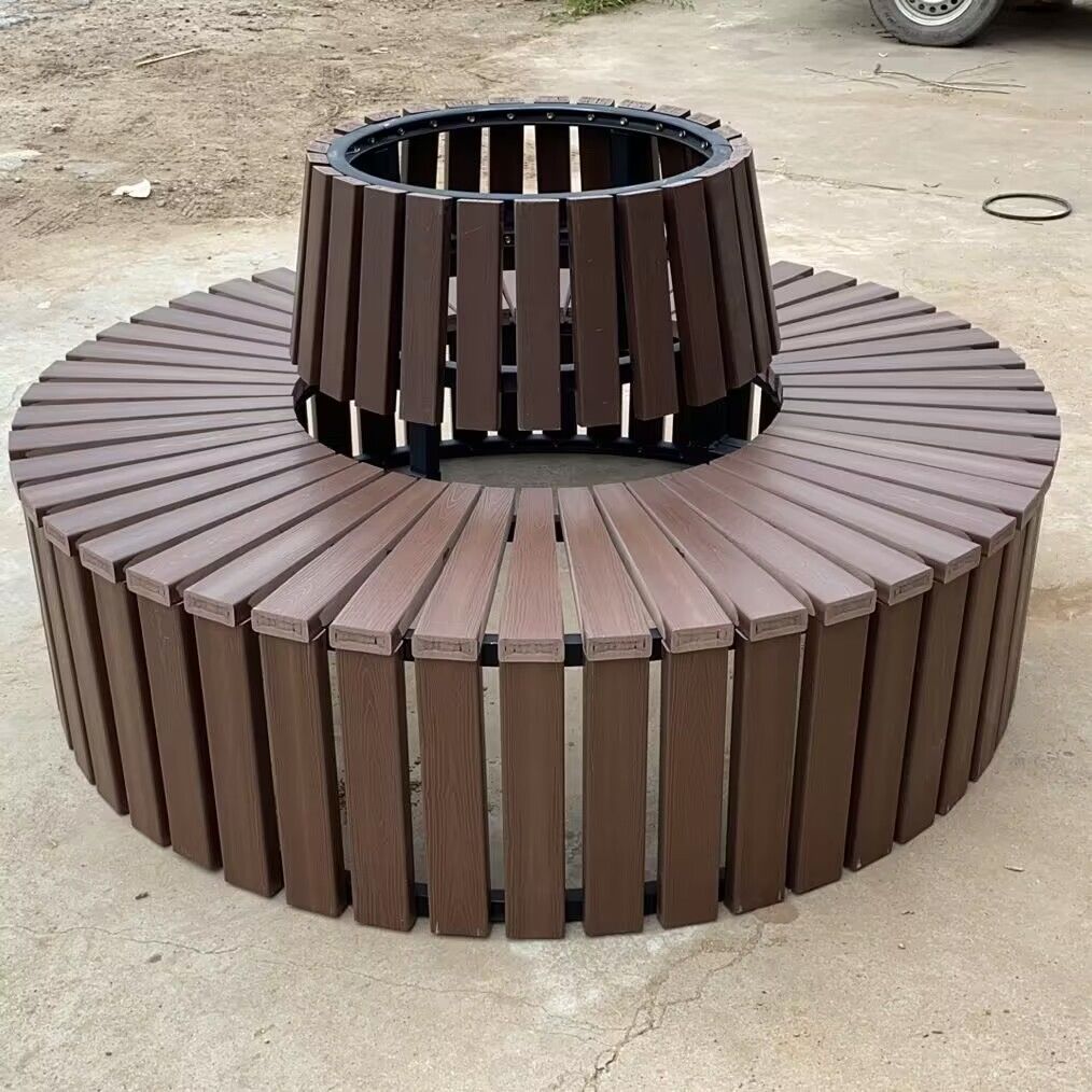 围树椅塑木树围椅庭院户外公园椅防腐木幼儿园座椅靠背围树凳