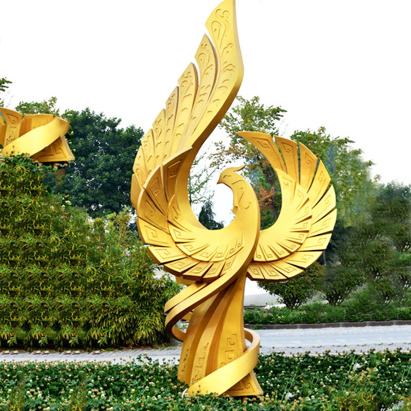 大型纯铜火鸟抽象铜雕城市现代不锈钢雕塑工艺品创意公园广场摆件