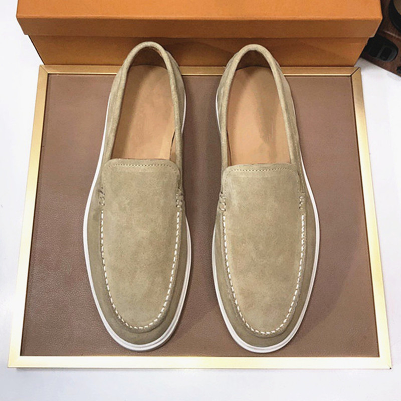 绿都古奇男鞋夏季欧洲站磨砂皮休闲透气一脚蹬套脚鞋男士乐福鞋潮